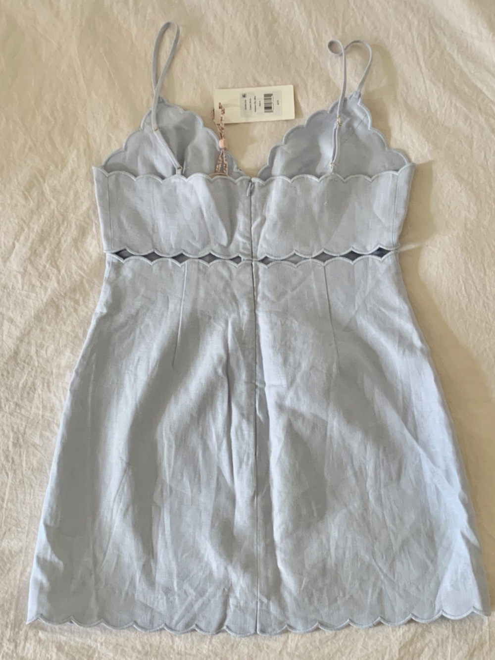 Love Shack Fancy Sydow Mini Linen Dress Blue 4 NWT - Picture 2 of 7